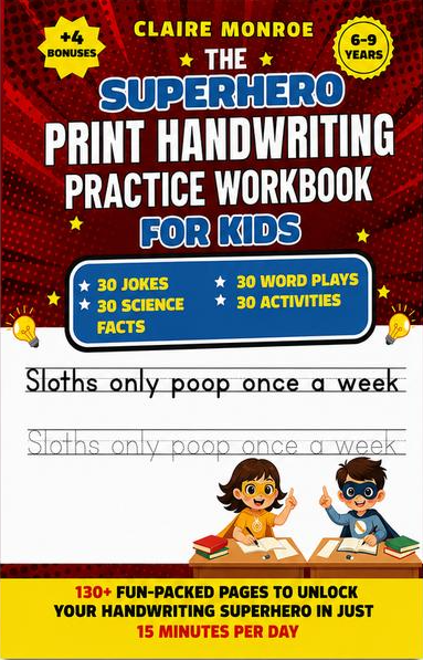 The Superhero Handwriting Workbook for Kids Ages 6–9